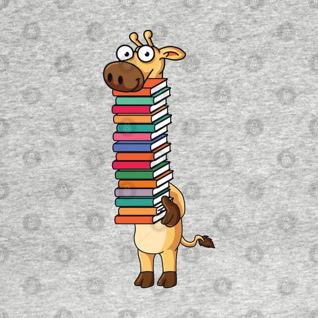 Giraffe Carrying Books Book Lover Reading by ghsp